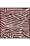 Bordo Zebra Desenli İpek Krep Saten Eşarp 
