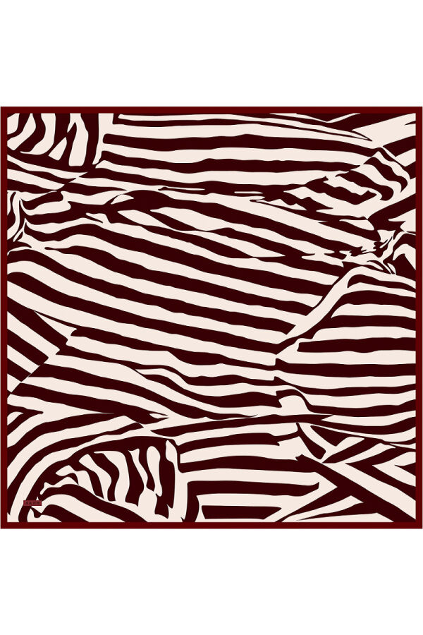 Bordo 90X90 İpek Krep Saten Eşarp - 1