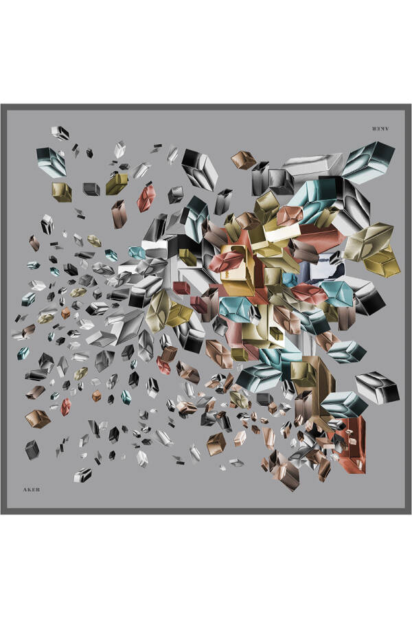 Renkli İpek Krep Saten Eşarp - 1