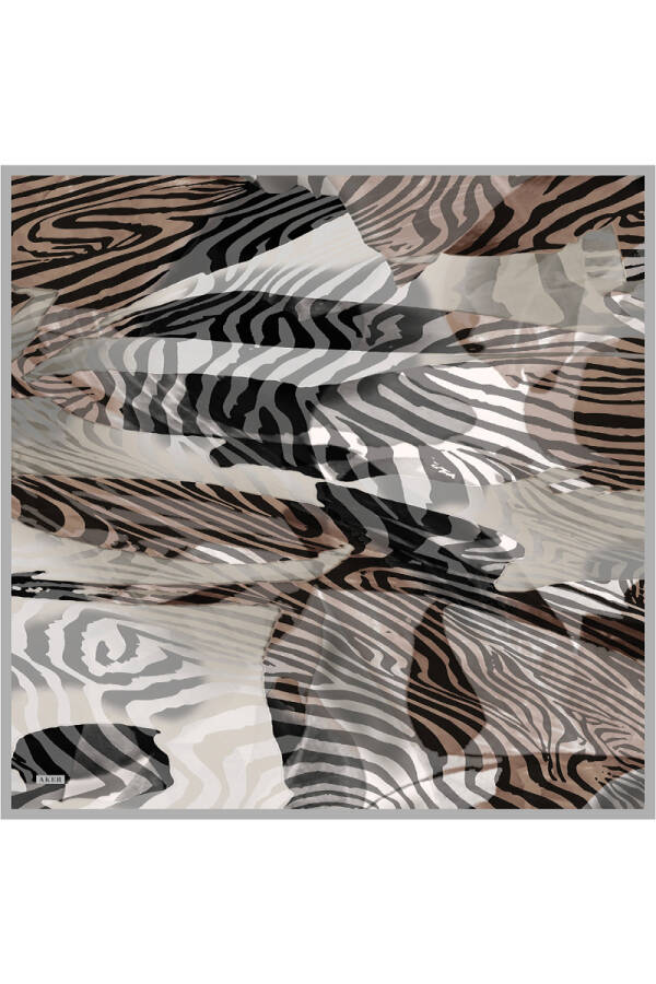 Renkli İpek Krep Saten Eşarp - 1