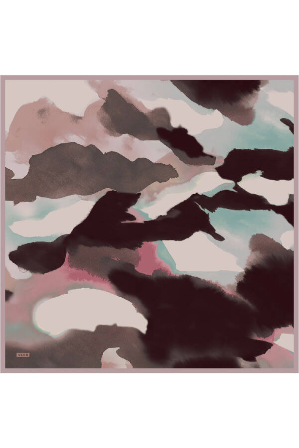 Renkli İpek Krep Saten Eşarp - 1