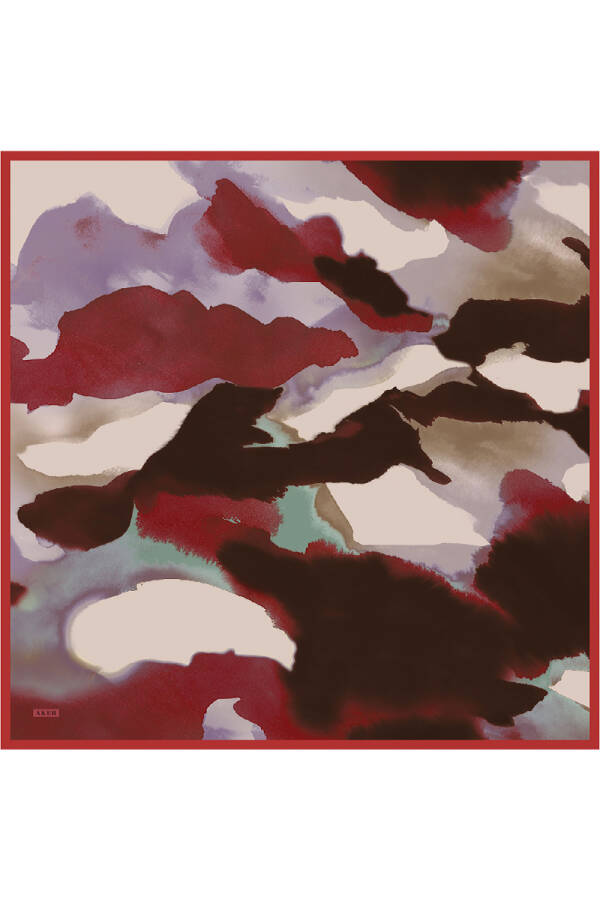 Renkli İpek Krep Saten Eşarp - 1