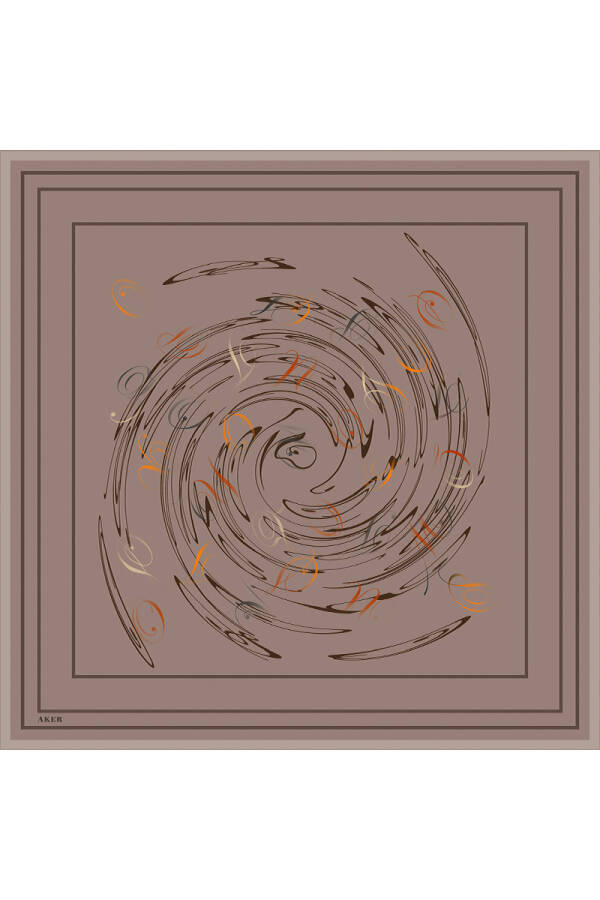 Vizon Fırça Desenli İpek Krep Saten Eşarp - Aker