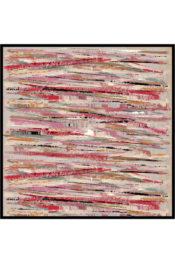 Renkli İpek Krep Saten Eşarp - 1