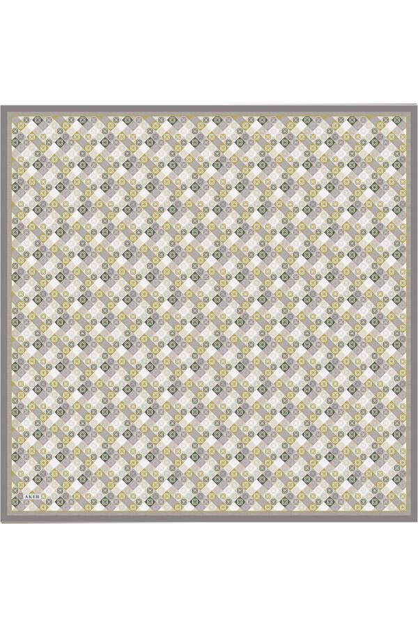 Renkli İpek Krep Saten Eşarp - 1