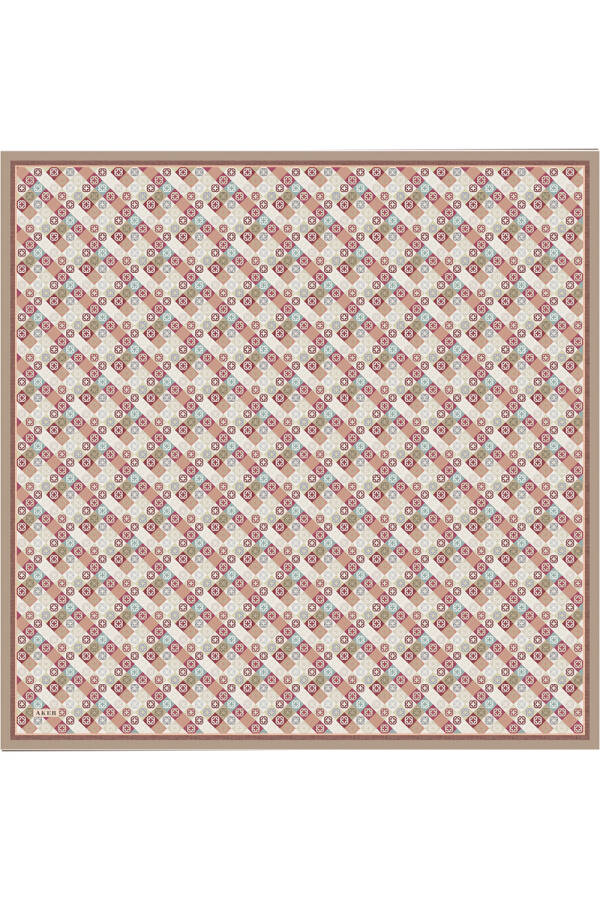 Renkli İpek Krep Saten Eşarp - 1