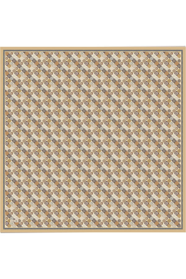 Renkli İpek Krep Saten Eşarp - 1