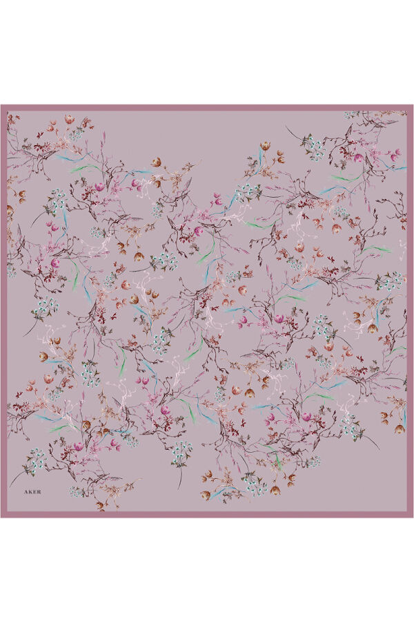 Pembe 90X90 İpek Krep Saten Eşarp - 1