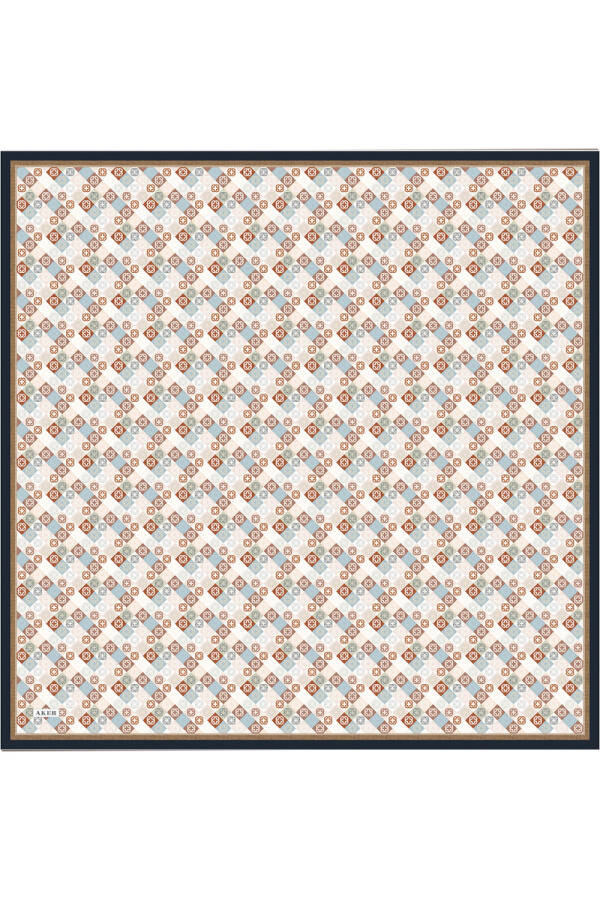 Renkli İpek Krep Saten Eşarp - Aker