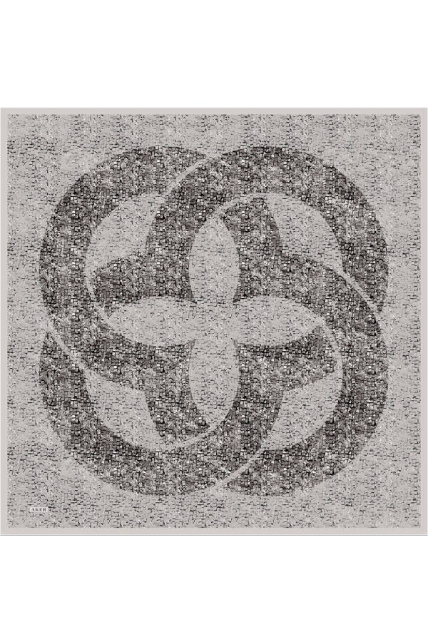 Gri İpek Krep Saten Eşarp - 1