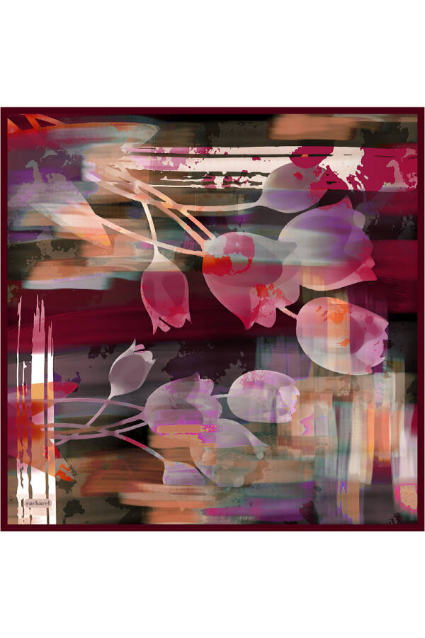 Renkli İpek Twill Eşarp - Cacharel