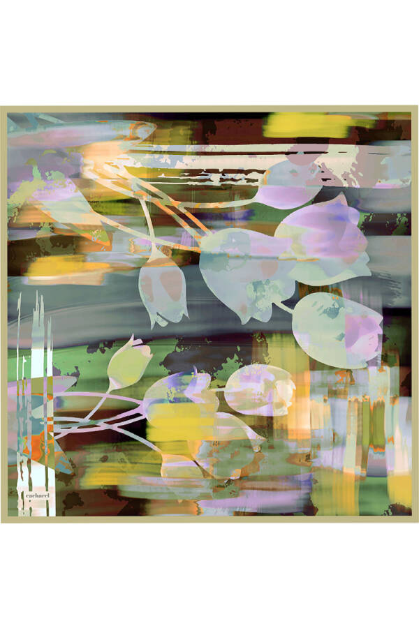 Renkli İpek Twill Eşarp - Cacharel