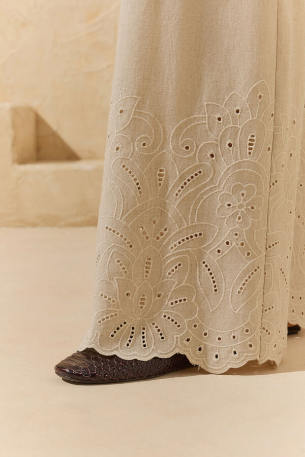 Renkli Paçası Brode Detaylı Pantolon - 6