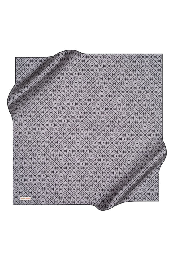 Logo Desenli 90X90 İpek Krep Saten Eşarp - 1