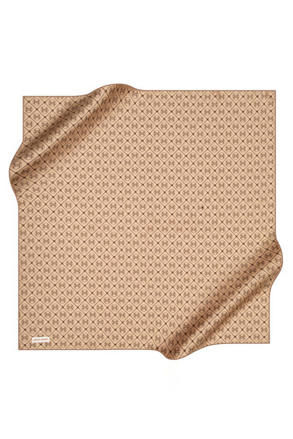 Logo Desenli 90X90 Pierre Cardin Krep Saten Eşarp - 1