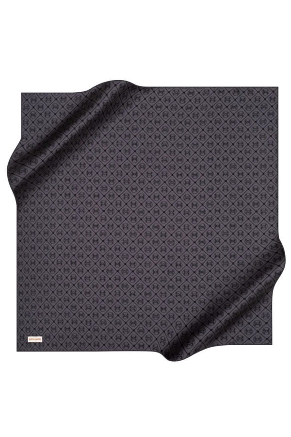 Logo Desenli 90X90 İpek Krep Saten Eşarp - 1