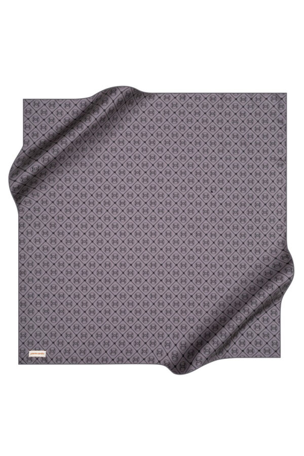 Logo Desenli 90X90 İpek Krep Saten Eşarp - 1