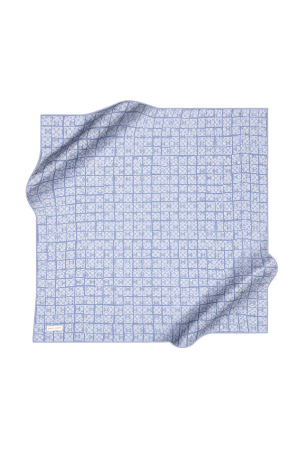 Logo Desenli İpek Krep Saten Eşarp - 1