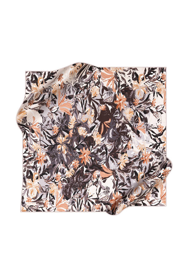 Çiçek Desenli Pierre Cardin Krep Saten Eşarp - 1