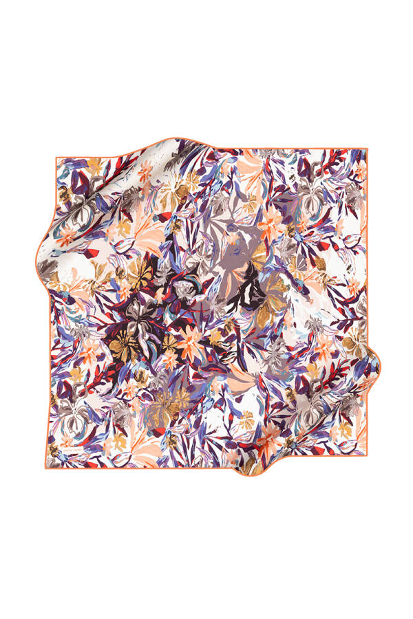 Çiçek Desenli Pierre Cardin Krep Saten Eşarp - 1