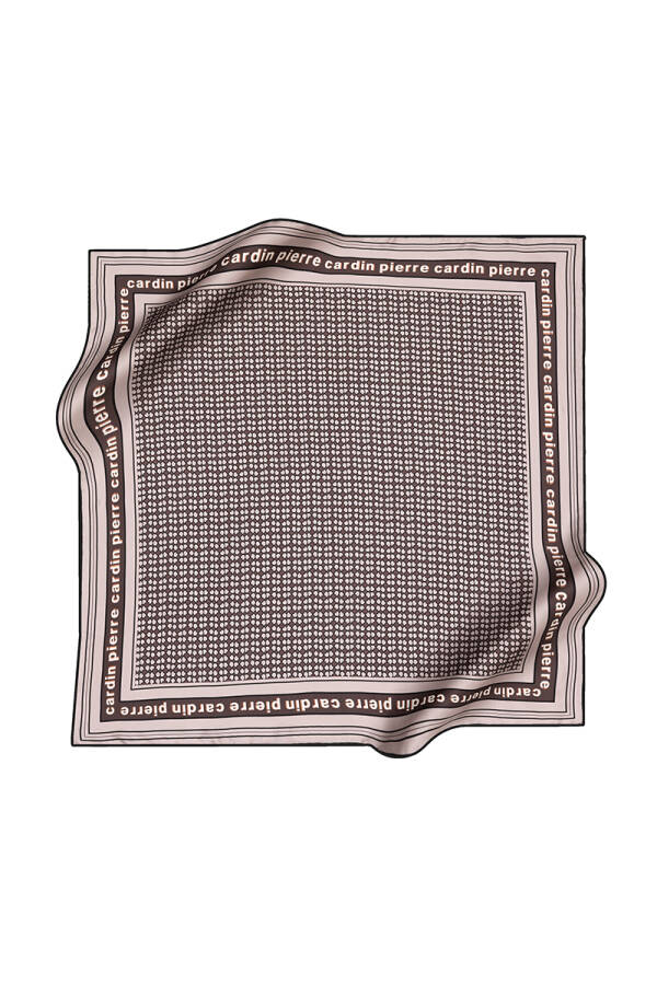 Logo Desenli 90X90 İpek Krep Saten Eşarp - 2