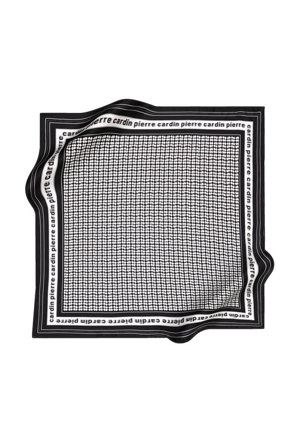 Logo Desenli 90X90 İpek Krep Saten Eşarp - Pierre Cardin