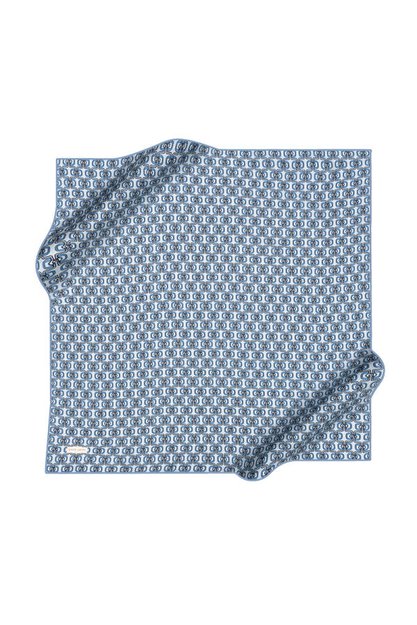 Logo Desenli 90X90 İpek Krep Saten Eşarp - 1
