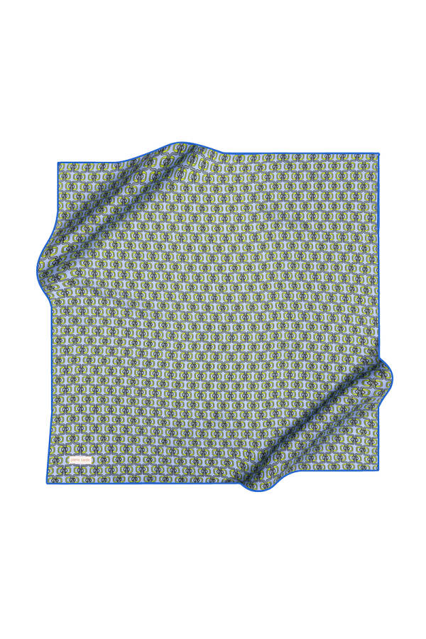 Logo Desenli 90X90 İpek Krep Saten Eşarp - 1