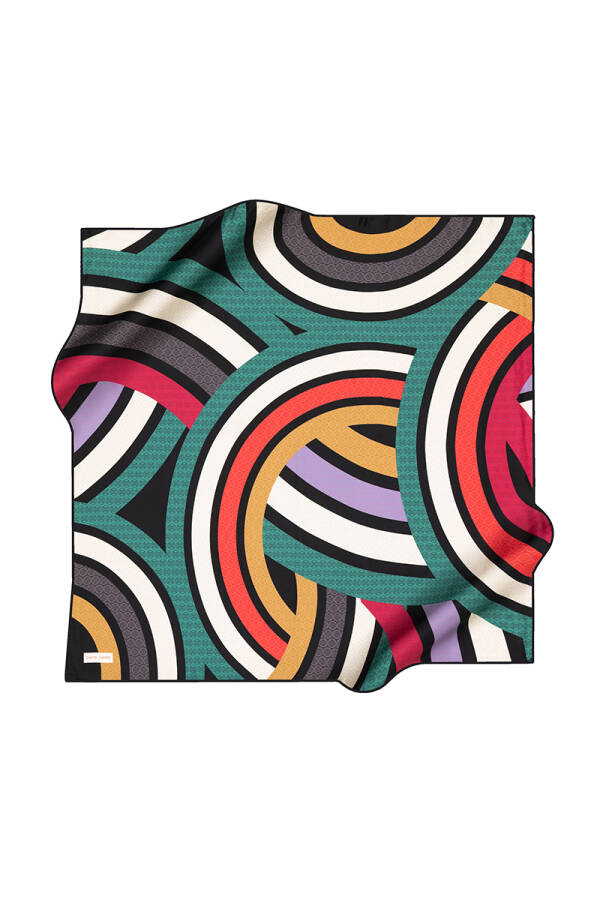 Geometrik Desenli Pierre Cardin Krep Saten Eşarp - 1