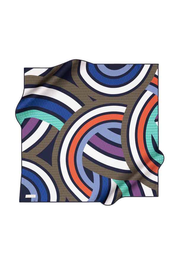 Geometrik Desenli Pierre Cardin Krep Saten Eşarp - 1