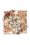 Çiçek Desenli 90X90 İpek Krep Saten Eşarp 
