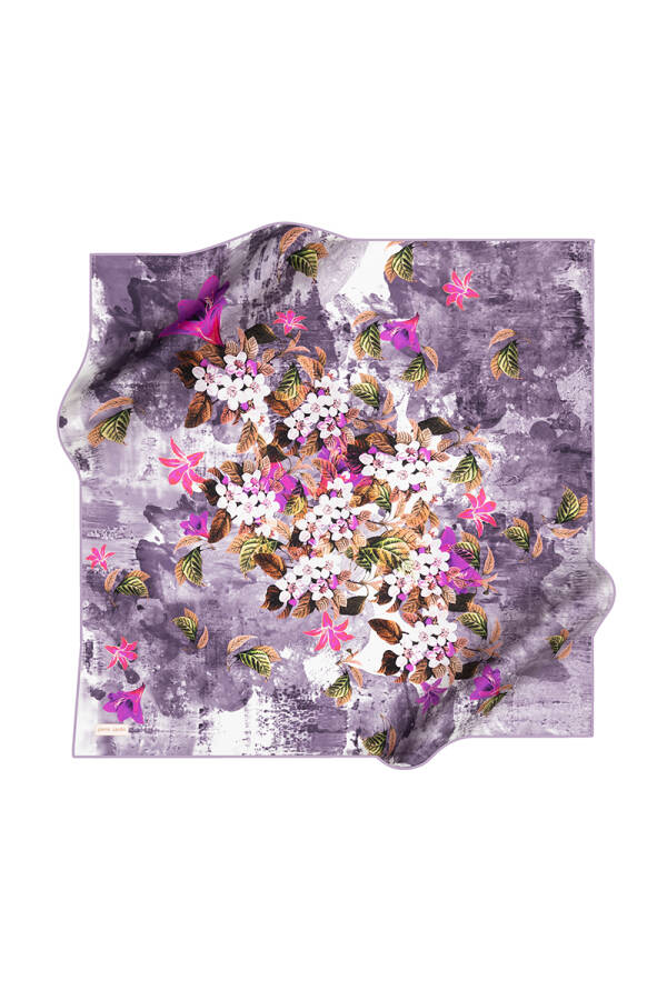 Çiçek Desenli Pierre Cardin Krep Saten Eşarp - 1