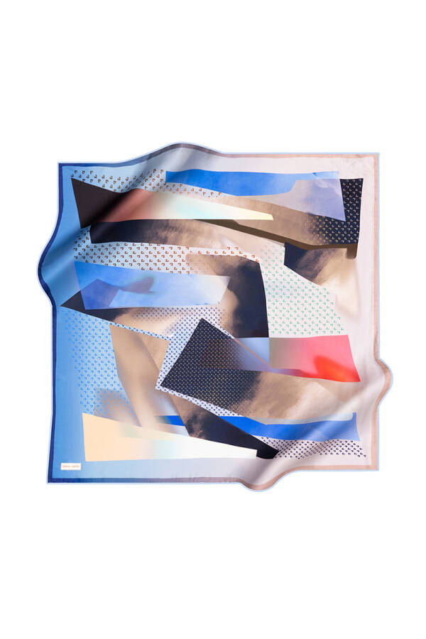 Geometrik Desenli Pierre Cardin Krep Saten Eşarp - 1
