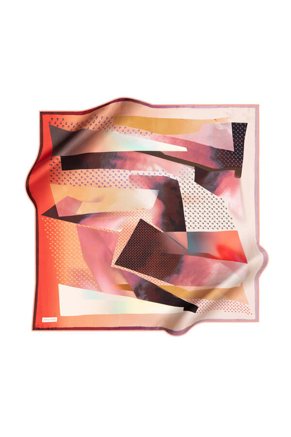 Geometrik Desenli Pierre Cardin Krep Saten Eşarp - 1