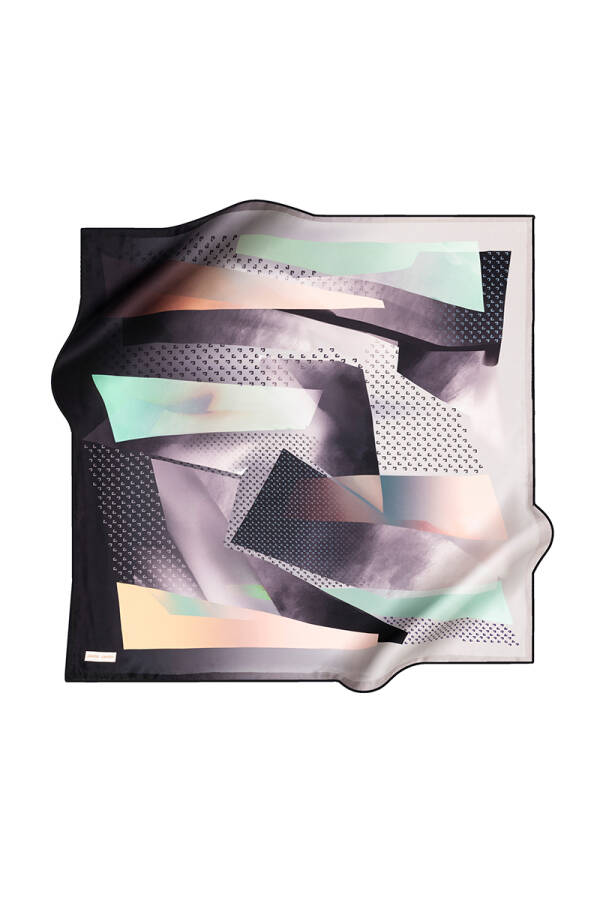 Geometrik Desenli Pierre Cardin Krep Saten Eşarp - 1