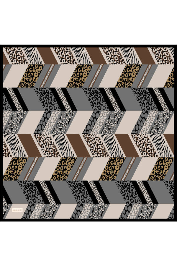 Gri 90X90 İpek Krep Saten Eşarp - 1