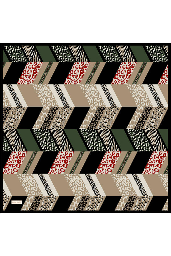 Siyah 90X90 İpek Krep Saten Eşarp - 1