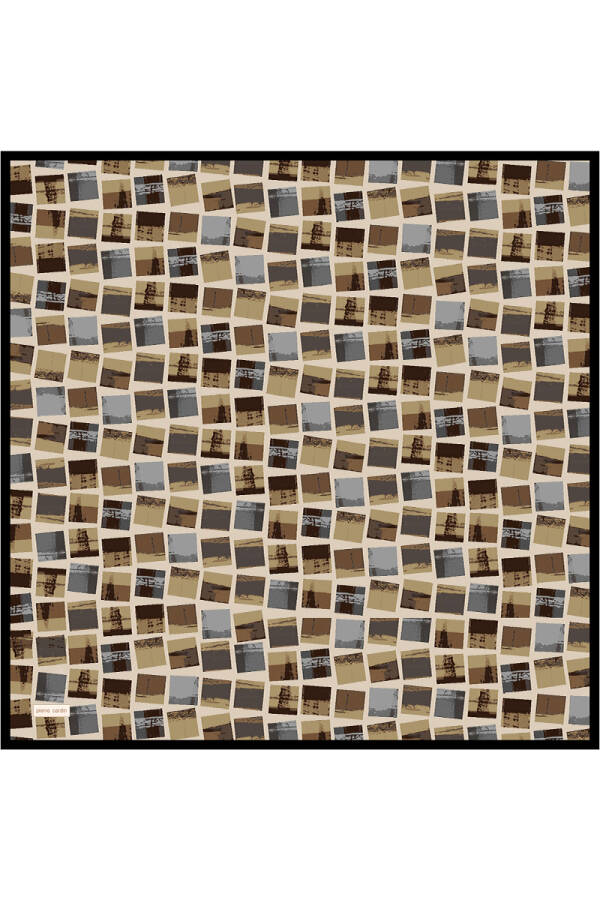 Bej 90X90 İpek Twill Eşarp - 1