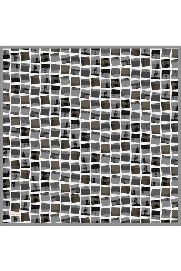 Gri 90X90 İpek Twill Eşarp - 1