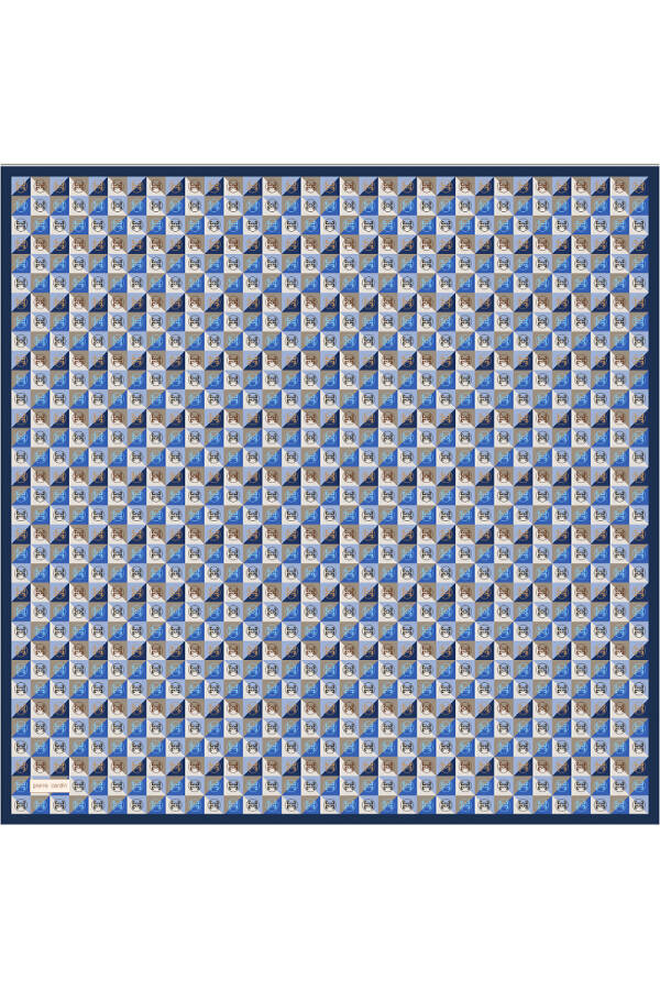Lacivert 90X90 İpek Twill Eşarp - 1