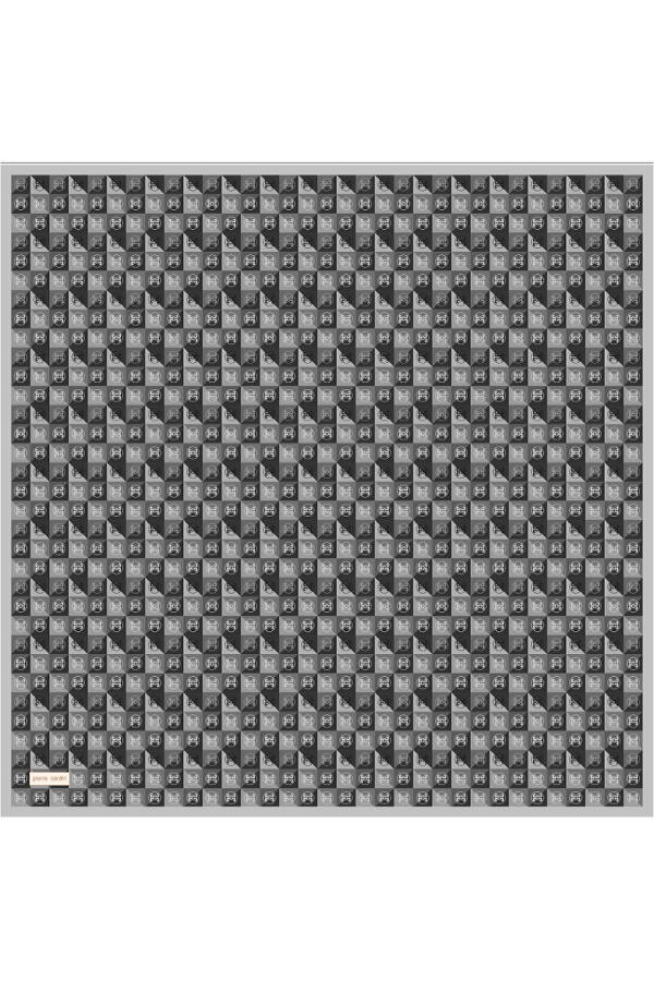 Gri 90X90 İpek Twill Eşarp - 1