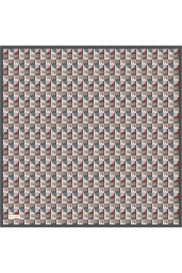 Gri 90X90 İpek Twill Eşarp - 1