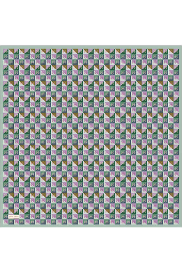 Su Yeşili 90X90 İpek Twill Eşarp - 1
