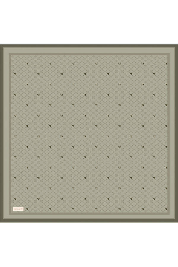Vizon Logo Desenli 90X90 İpek Krep Saten Eşarp - Pierre Cardin