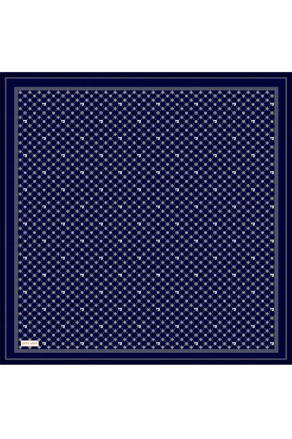 Saks Mavi 90X90 İpek Krep Saten Eşarp - 1