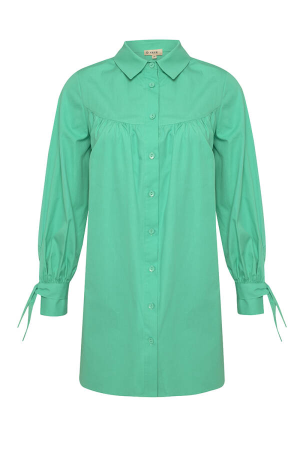 Yeşil Robalı Keten Tunik - 1