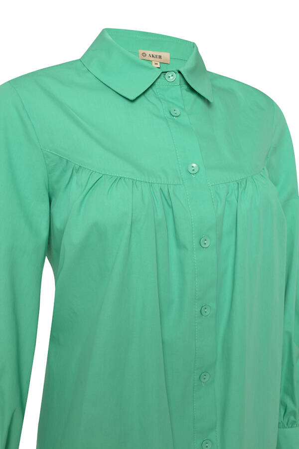 Yeşil Robalı Keten Tunik - 2