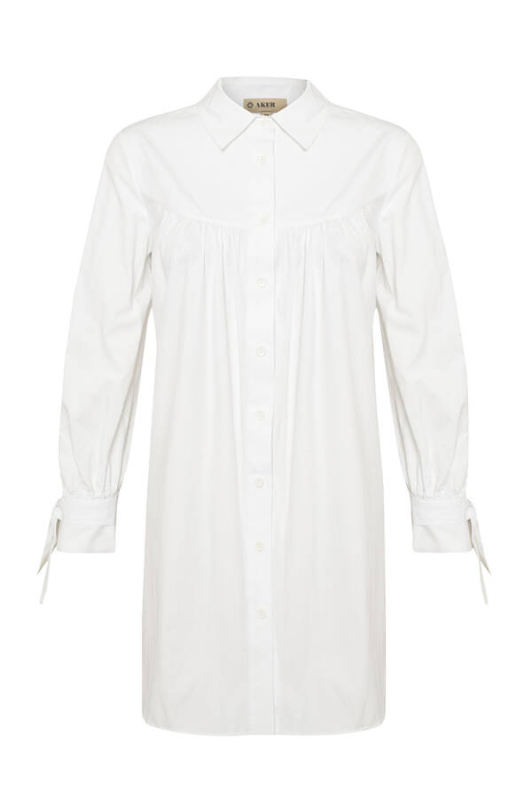 Beyaz Robalı Keten Tunik - 1