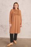 Kahverengi Robası Dantelli Tunik - 5