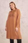 Kahverengi Robası Dantelli Tunik - 6